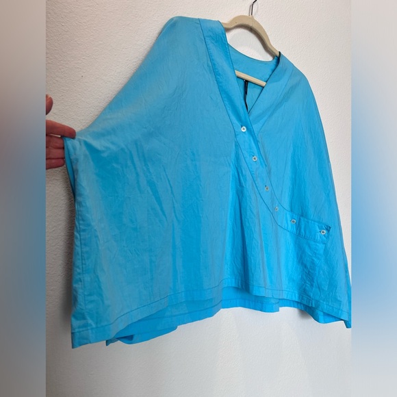 Blanque Button Top Womens 2 Large/XL  Designer Boxy Oversized Blue - Picture 3 of 7